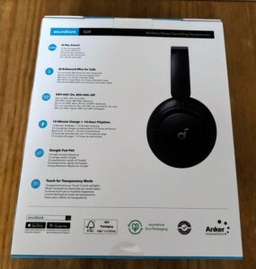 soundcore by Anker Q30 Noise-Cancelling-Kopfhörer Verpackung Rückseite