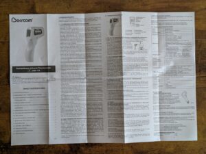 Anleitung des Berrcom JXB-178 Stirnthermometer geöffnet