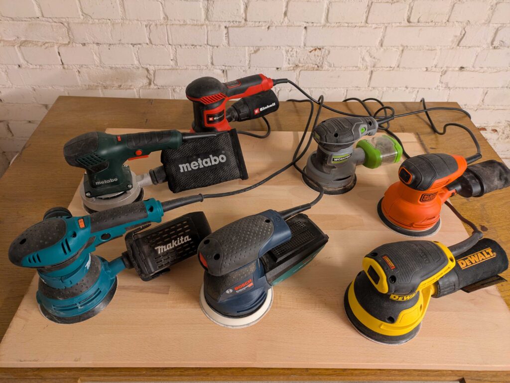 Gruppenbild aller Exzenterschleifer im Test