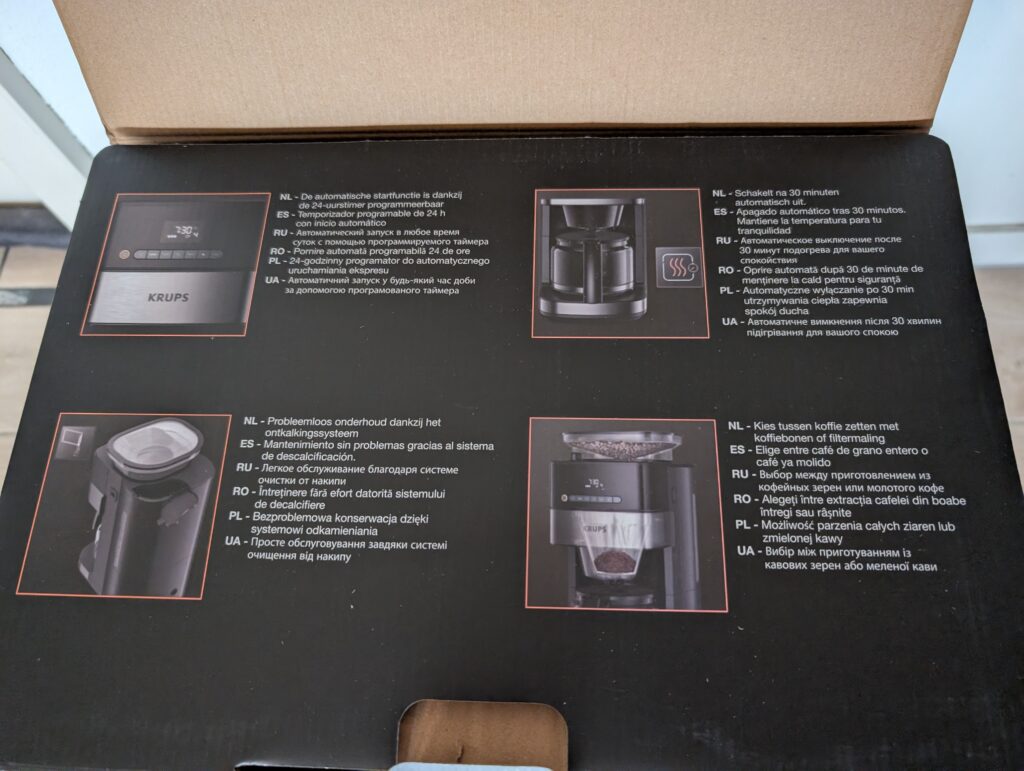 Krups KM8328 Grind Aroma Kaffeemaschine mit Mahlwerk Innendeckel Karton