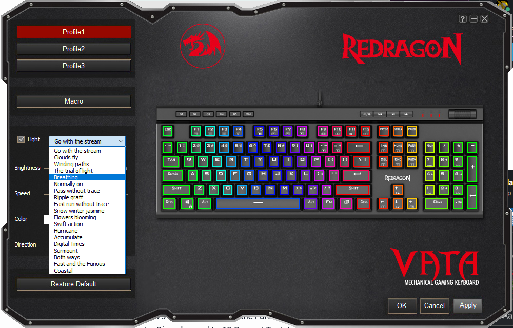 Software der Redragon K580 VATA Gaming-Tastatur (2)