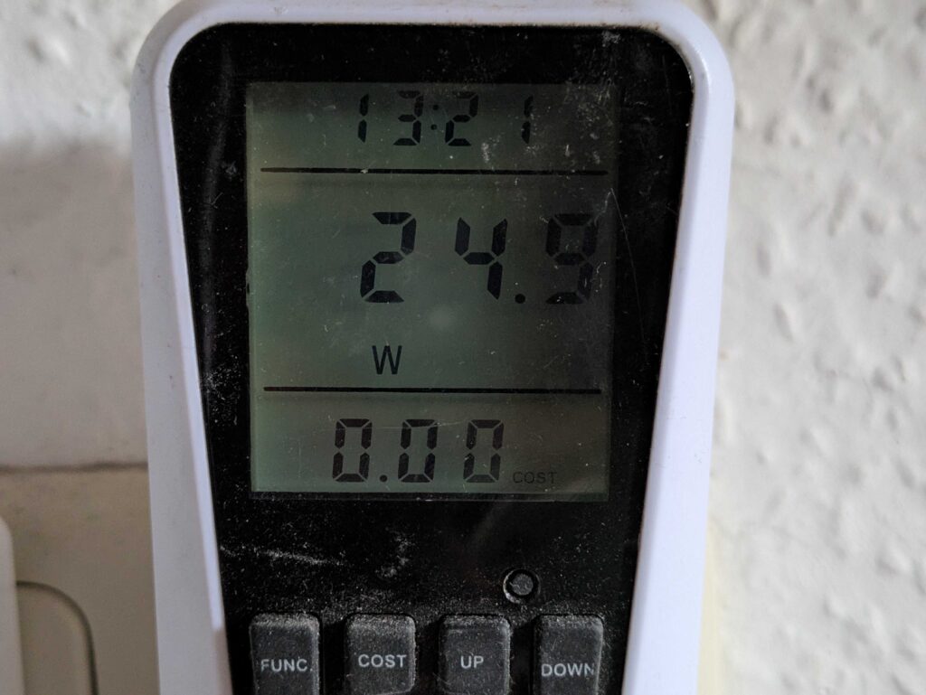 Stromverbrauch des Clatronic HL3838 Heizlüfters bei der Ventilationsfunktion