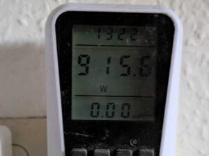 Stromverbrauch des Clatronic HL3838 Heizlüfters in der ersten Heizstufe