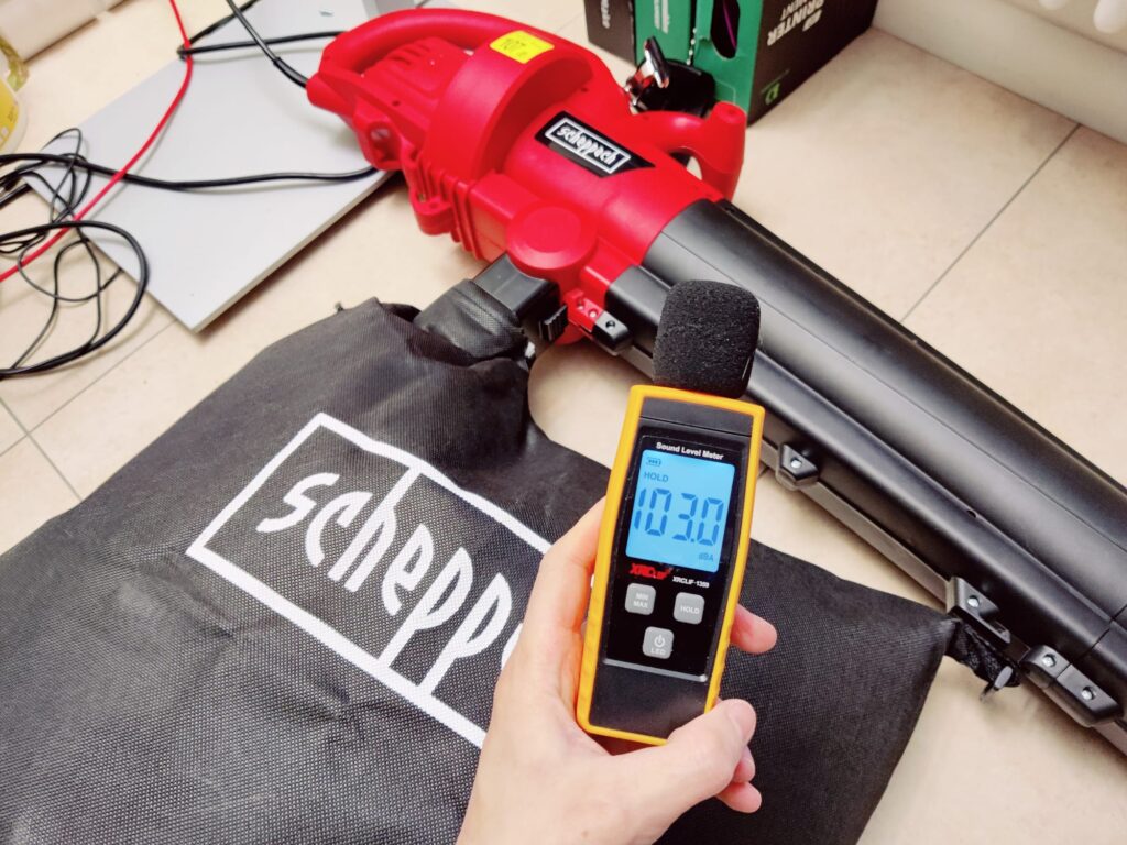 Scheppach BLV3000E Laubsauger Lautstärke auf höchster Stufe