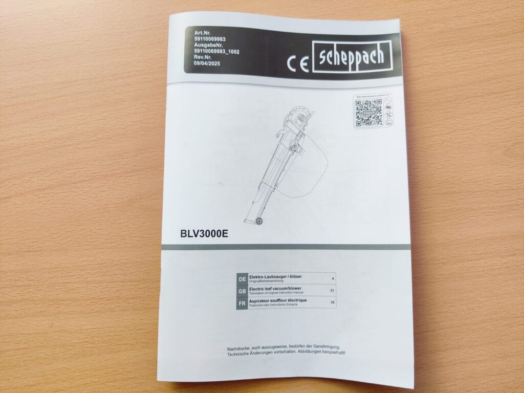 Scheppach BLV3000E Laubsauger Anleitung