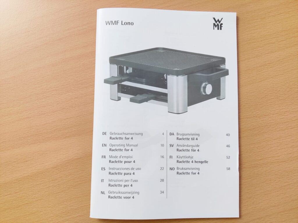 WMF Lono Raclette Bedienungsanleitung
