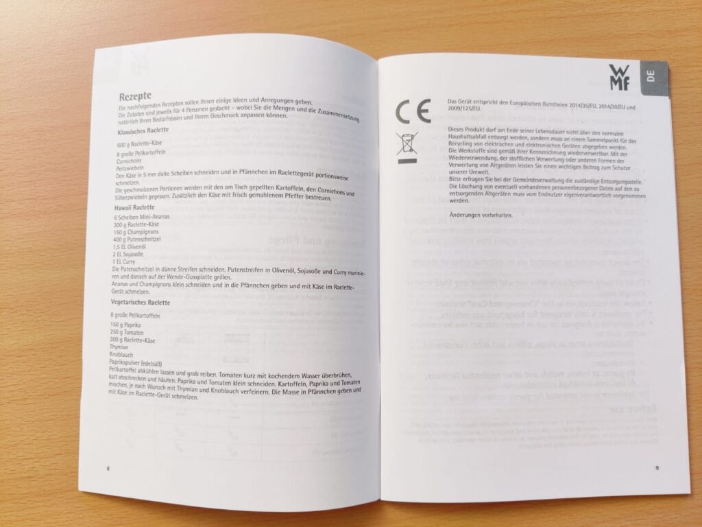 WMF Lono Raclette Bedienungsanleitung innen