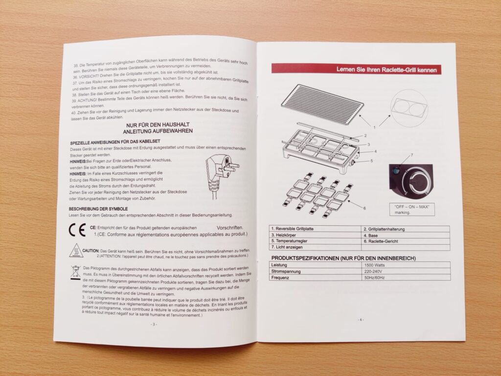 Cusimax CMRC-300 Raclette Bedienungsanleitung innen