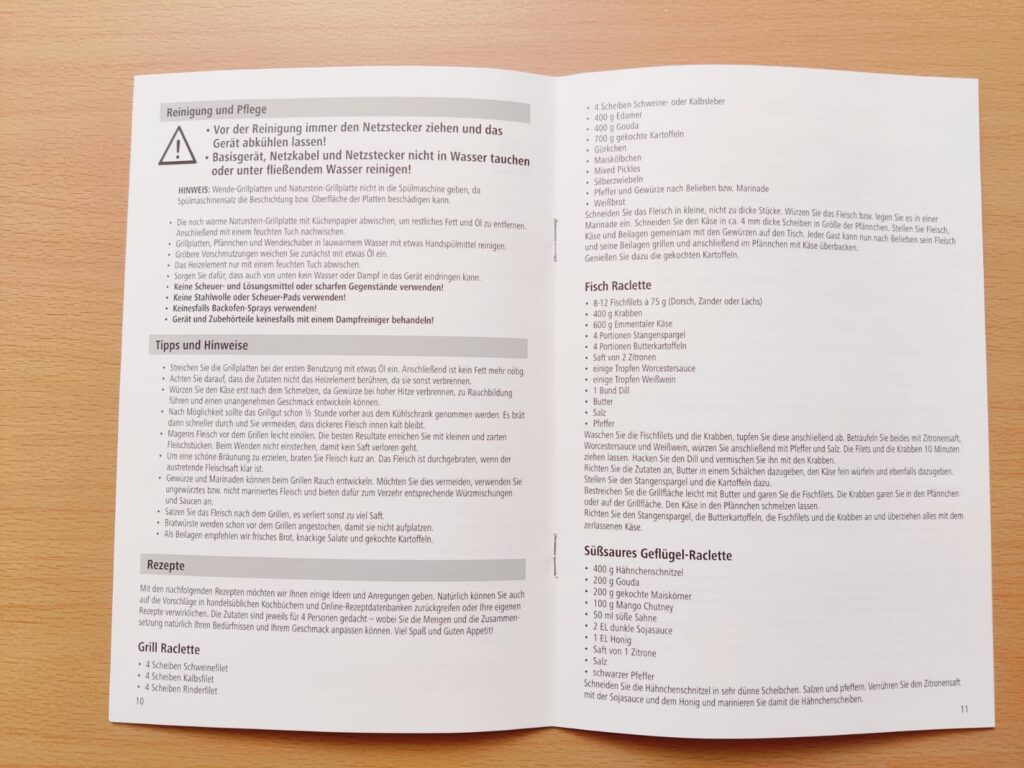 Rommelsbacher RCS 1350 Raclette Rezeptheft