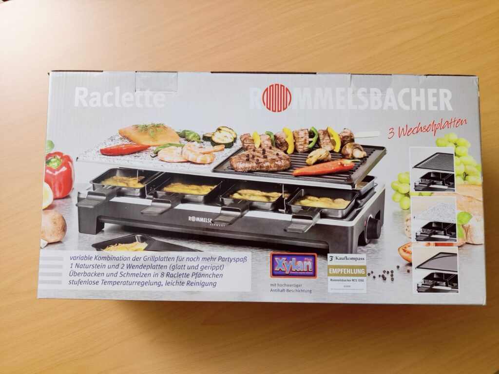 Rommelsbacher RCS 1350 Raclette Verpackung von oben