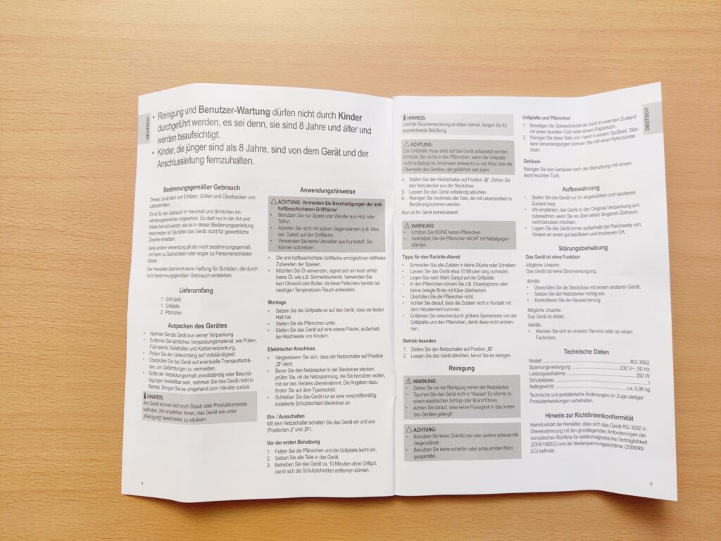 Clatronic RG 3592 Raclette Bedienungsanleitung innen