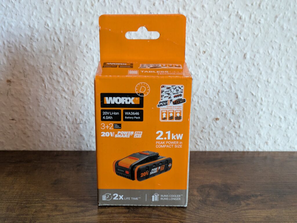 Akkuverpackung der WORX Nitro WX542 Stichsäge von vorne