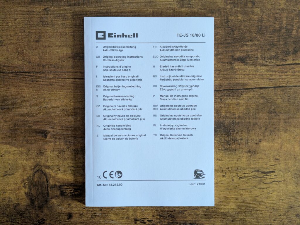 Anleitung der Einhell TE-JS 1880 Li – Solo Stichsäge