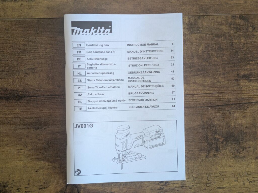 Anleitung der Makita JV001GD101 Stichsäge