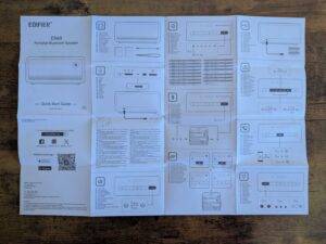 Anleitung des Edifier ES60 Lautsprechers geöffnet