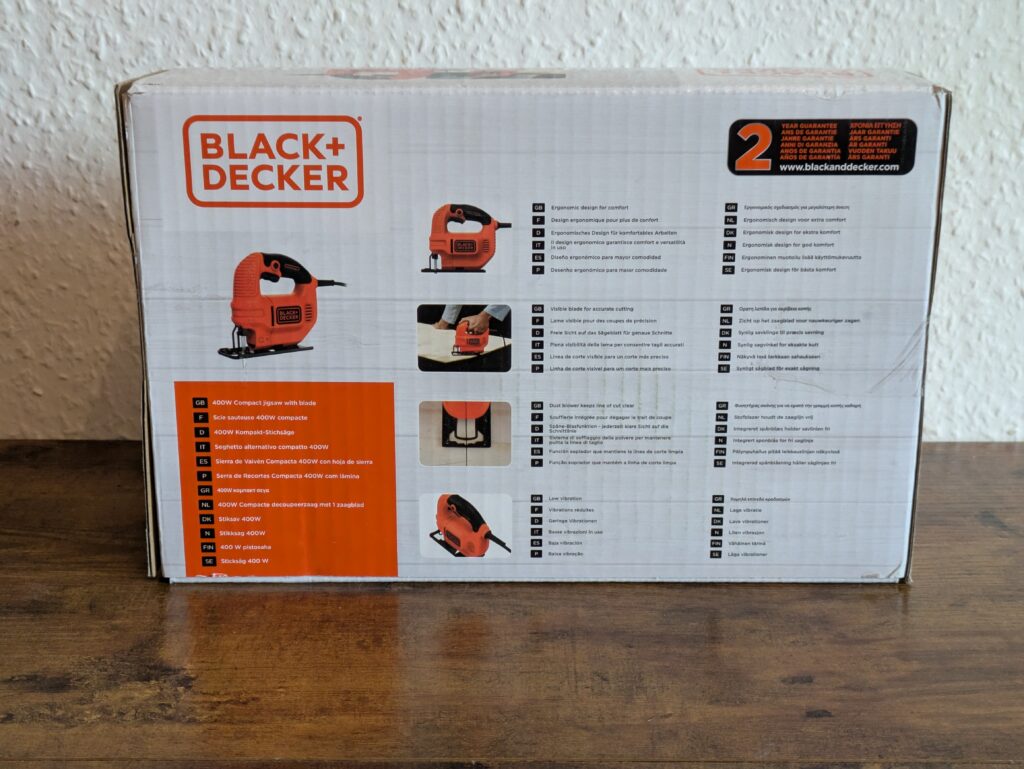 BLACK+DECKER KS501-QS Stichsäge Verpackung von hinten