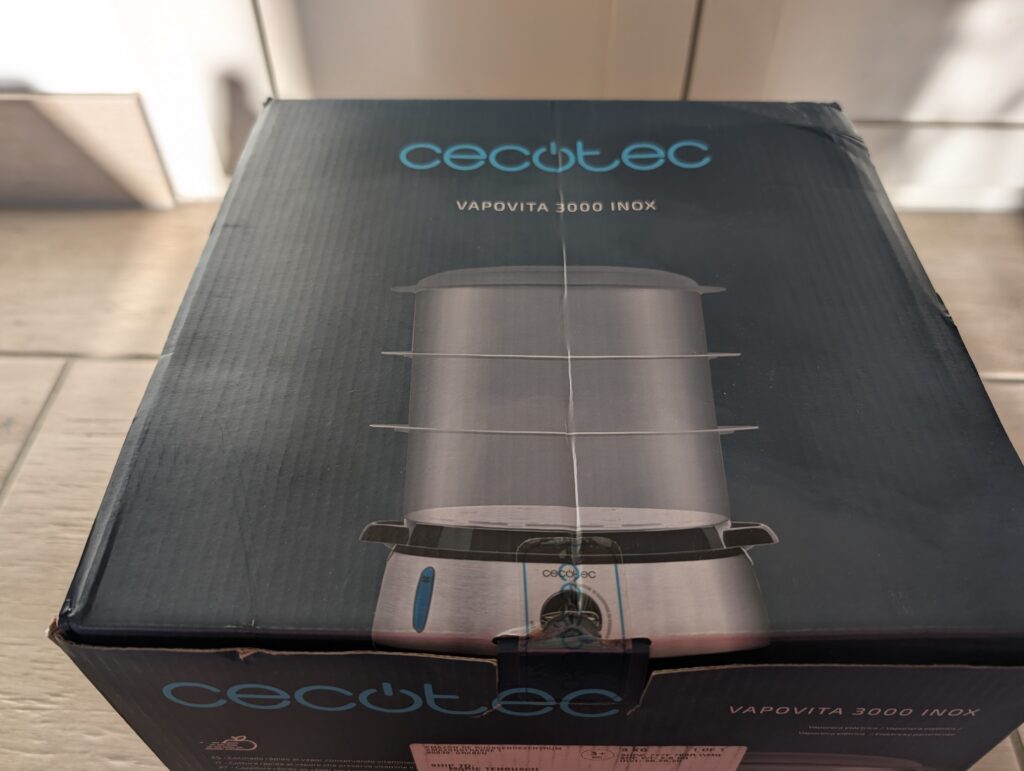 Cecotec Vapovita 3000 Inox Dampfgarer Verpackung von oben
