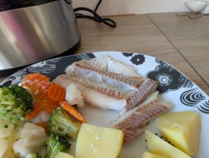 Cecotec Vapovita 3000 Inox Dampfgarer fertige Mahlzeit Detail