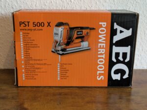 Karton der AEG PST 500 Stichsäge von hinten