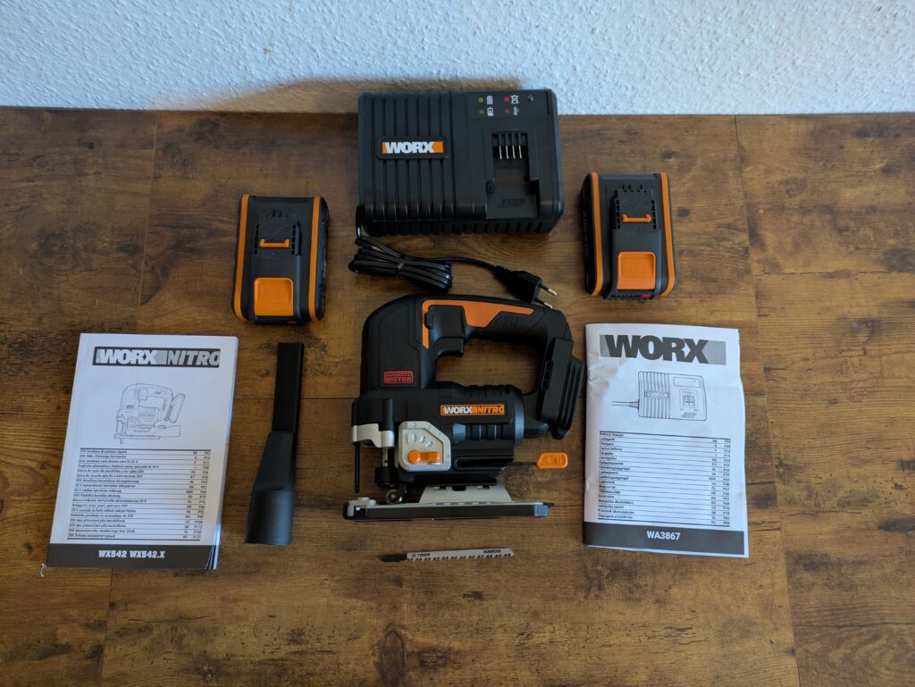 Lieferumfang der WORX Nitro WX542 Stichsäge