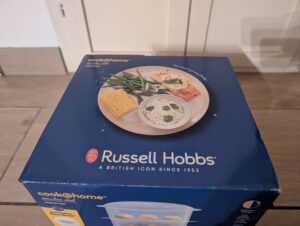 Russell Hobbs cook@home Dampfgarer Verpackung von oben