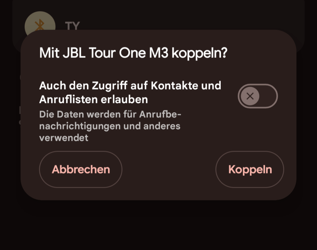 JBL Tour One M3 Noise-Cancelling-Kopfhörer App Screenshot