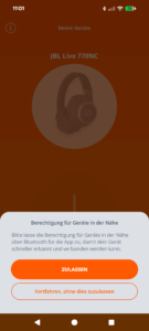 JBL Tour One M3 Noise-Cancelling-Kopfhörer App Screenshot