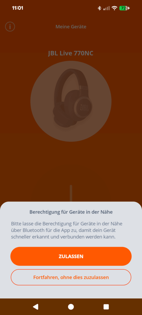 JBL Tour One M3 Noise-Cancelling-Kopfhörer App Screenshot