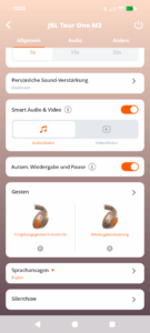 JBL Tour One M3 Noise-Cancelling-Kopfhörer App Screenshot