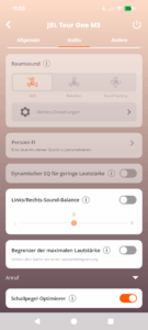 JBL Tour One M3 Noise-Cancelling-Kopfhörer App Screenshot