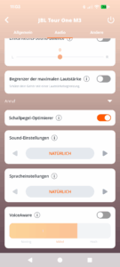 JBL Tour One M3 Noise-Cancelling-Kopfhörer App Screenshot