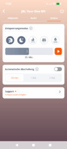 JBL Tour One M3 Noise-Cancelling-Kopfhörer App Screenshot
