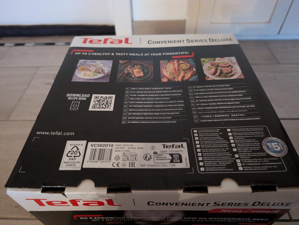 Tefal Convenient Series Deluxe VC502D Dampfgarer Verpackung oben