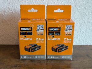 Verpackung der Akkus der WORX Nitro WX542 Stichsäge