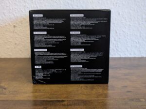 Verpackung des Edifier ES60 Lautsprechers von rechts