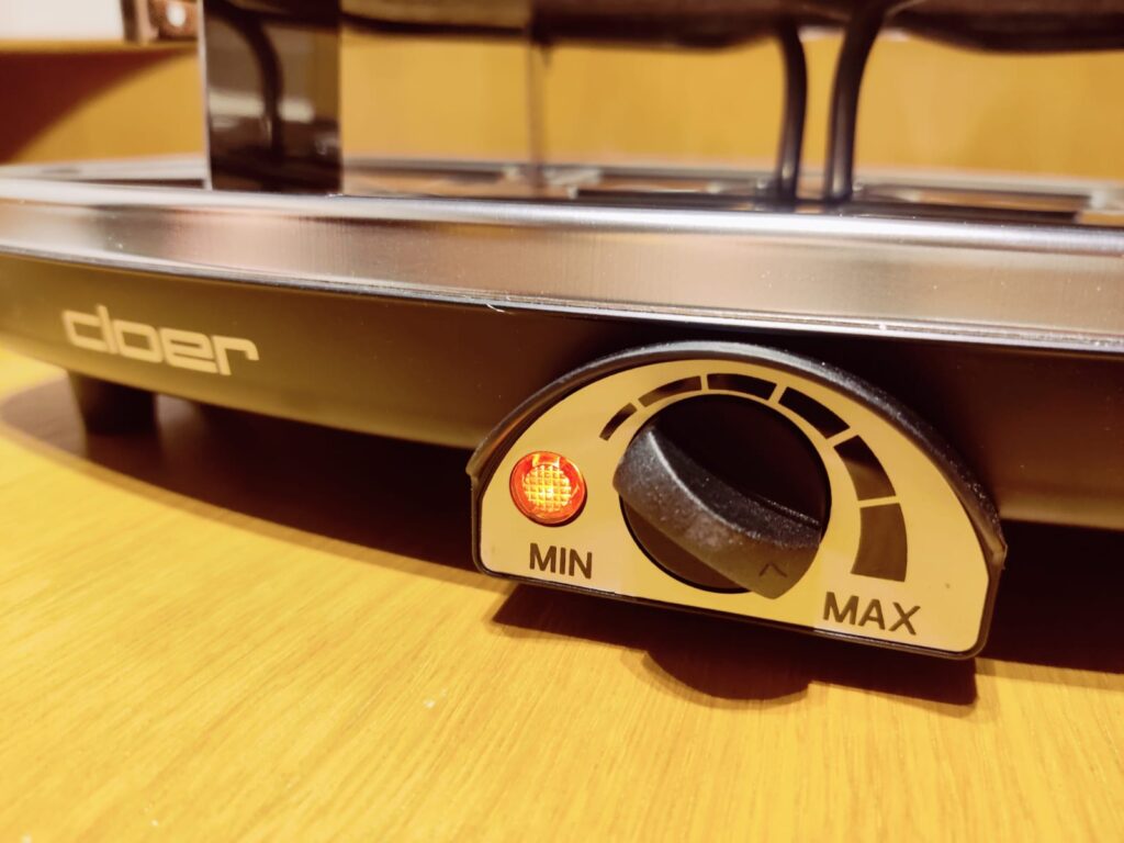 Cloer 6430 Raclette Temperaturregler im Betrieb