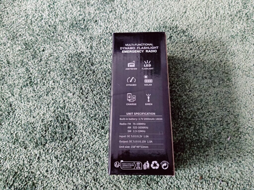 Gemmac XLN-383SW Kurbelradio Verpackung von hinten