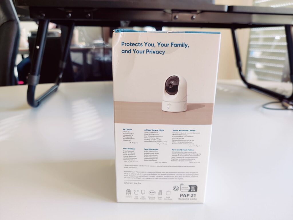 eufy E220 Überwachungskamera Verpackung Rückseite