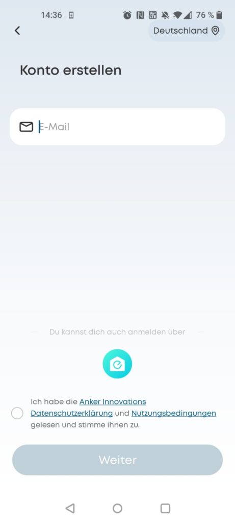 eufy E220 Überwachungskamera App Kontoerstellung
