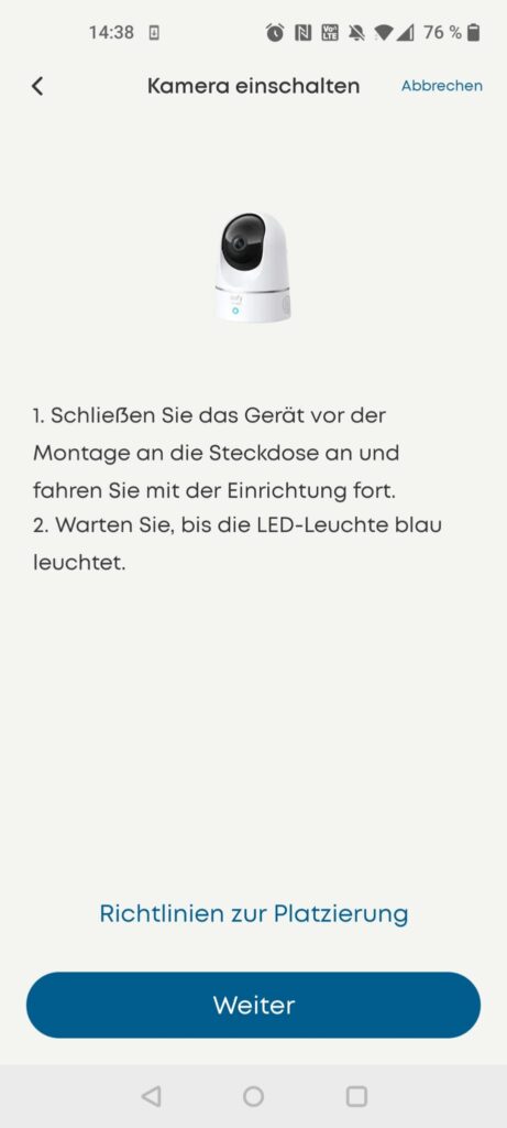 eufy E220 Überwachungskamera App Kopplung mit Gerät