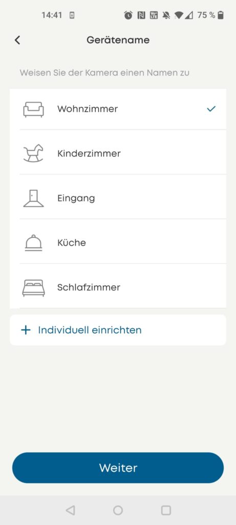 eufy E220 Überwachungskamera App Bereich zuordnen
