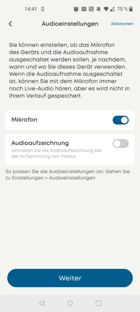 eufy E220 Überwachungskamera App Audioeinstellungen