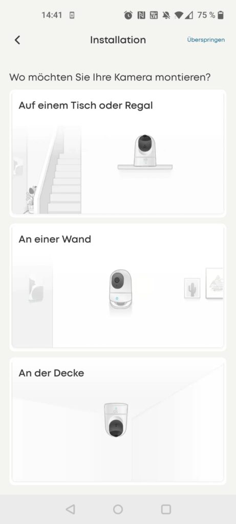 eufy E220 Überwachungskamera App Installationsart