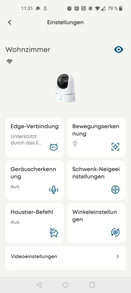eufy E220 Überwachungskamera App Einstellungen