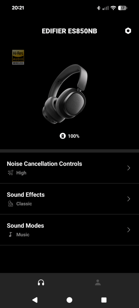 Edifier ES850NB Noise-Cancelling-Kopfhörer App 4