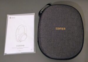 Edifier ES850NB Noise-Cancelling-Kopfhörer Aufbewahrungstasche und Bedienungsanleitung