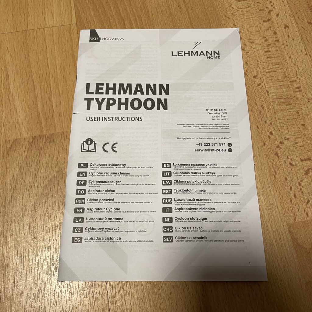 LEHMANN Typhoon Staubsauger Anleitung