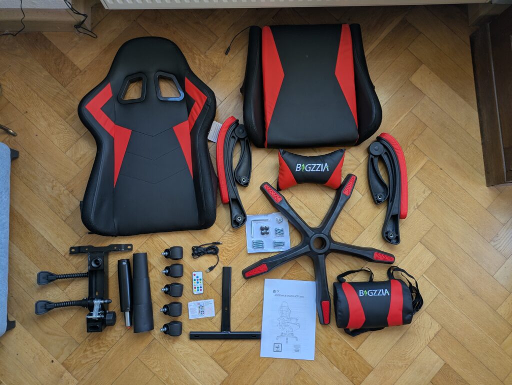 Lieferumfang des Bagazzia Racingreat Gaming-Stuhls