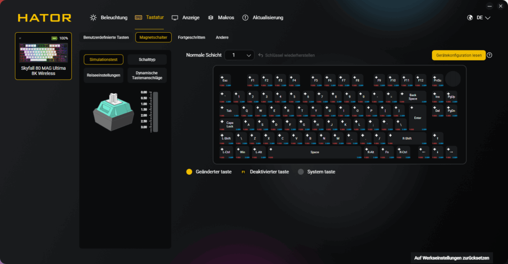 Software der HATOR Skyfall 80 MAG Ultima 8K Gaming-Tastatur