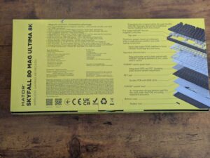 Verpackung der HATOR Skyfall 80 MAG Ultima 8K Gaming-Tastatur von hinten